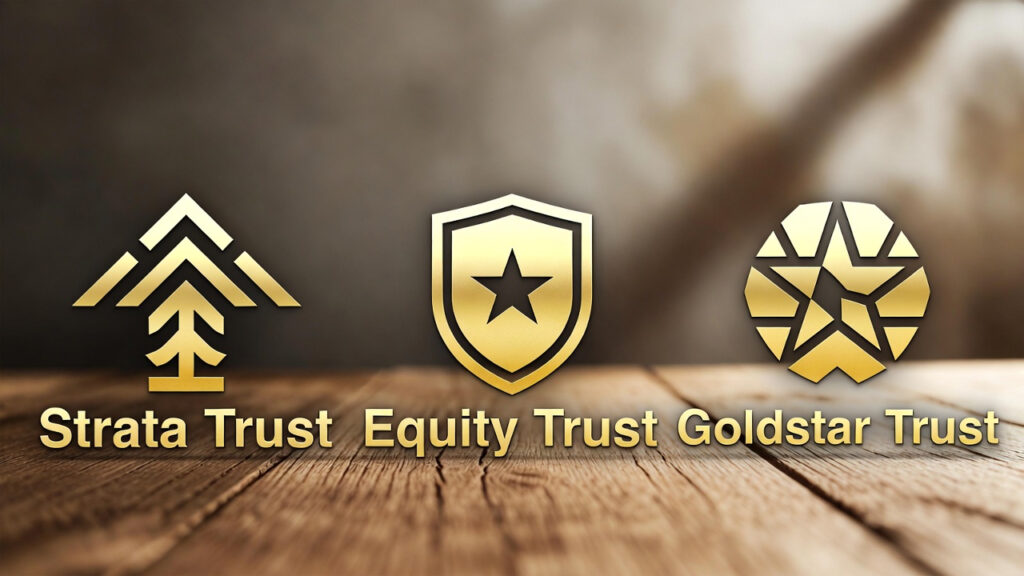 best gold ira custodians featured image showing: Strata Trust, Equity Trust and Goldstar Trust